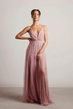 Tobi Night To Remember Chiffon Double High Slit Maxi Dress - Ivory