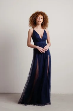 Tobi Night To Remember Chiffon Double High Slit Maxi Dress - Ivory