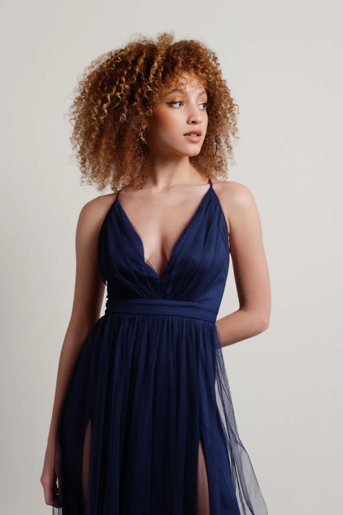 Tobi Night To Remember Chiffon Double High Slit Maxi Dress - Ivory