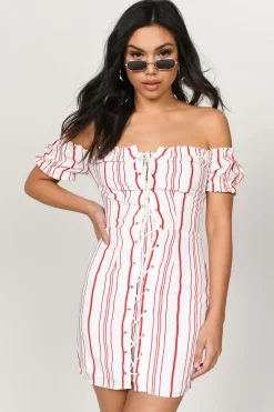 Tobi Nikki Lace Up Off The Shoulder Mini Dress -