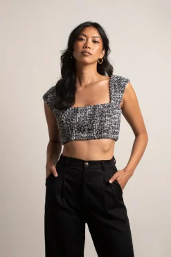 Tobi No New Friends Crop Top - Black Multi