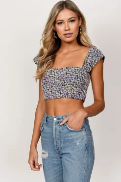 Tobi No New Friends Crop Top - Black Multi
