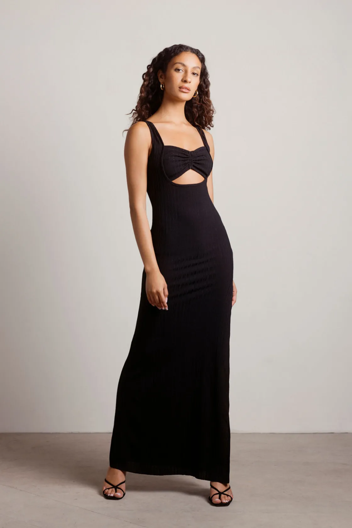 Tobi No Problem Ribbed Cutout Maxi Dress - Brown