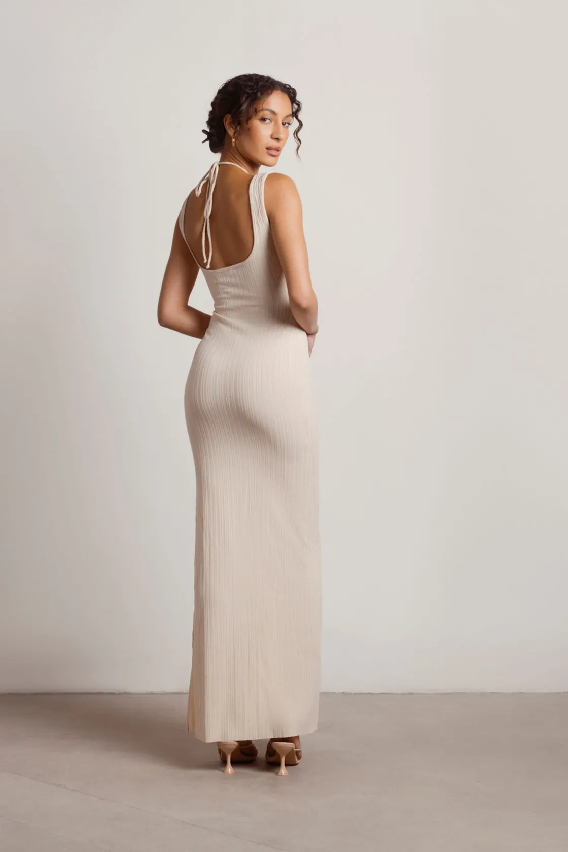 Tobi No Problem Ribbed Cutout Maxi Dress - Brown
