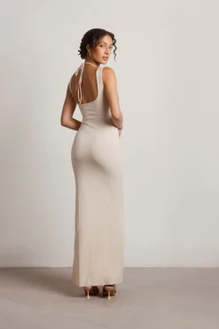 Tobi No Problem Ribbed Cutout Maxi Dress - Brown