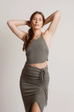 Tobi No Shame Halter Crop Top And Drawstring Midi Skirt