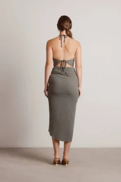 Tobi No Shame Halter Crop Top And Drawstring Midi Skirt