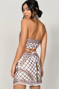 Tobi No Time Embellished Mini Skirt - White