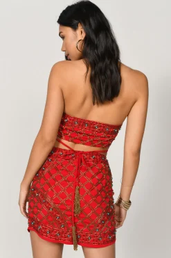 Tobi No Time Embellished Mini Skirt - White
