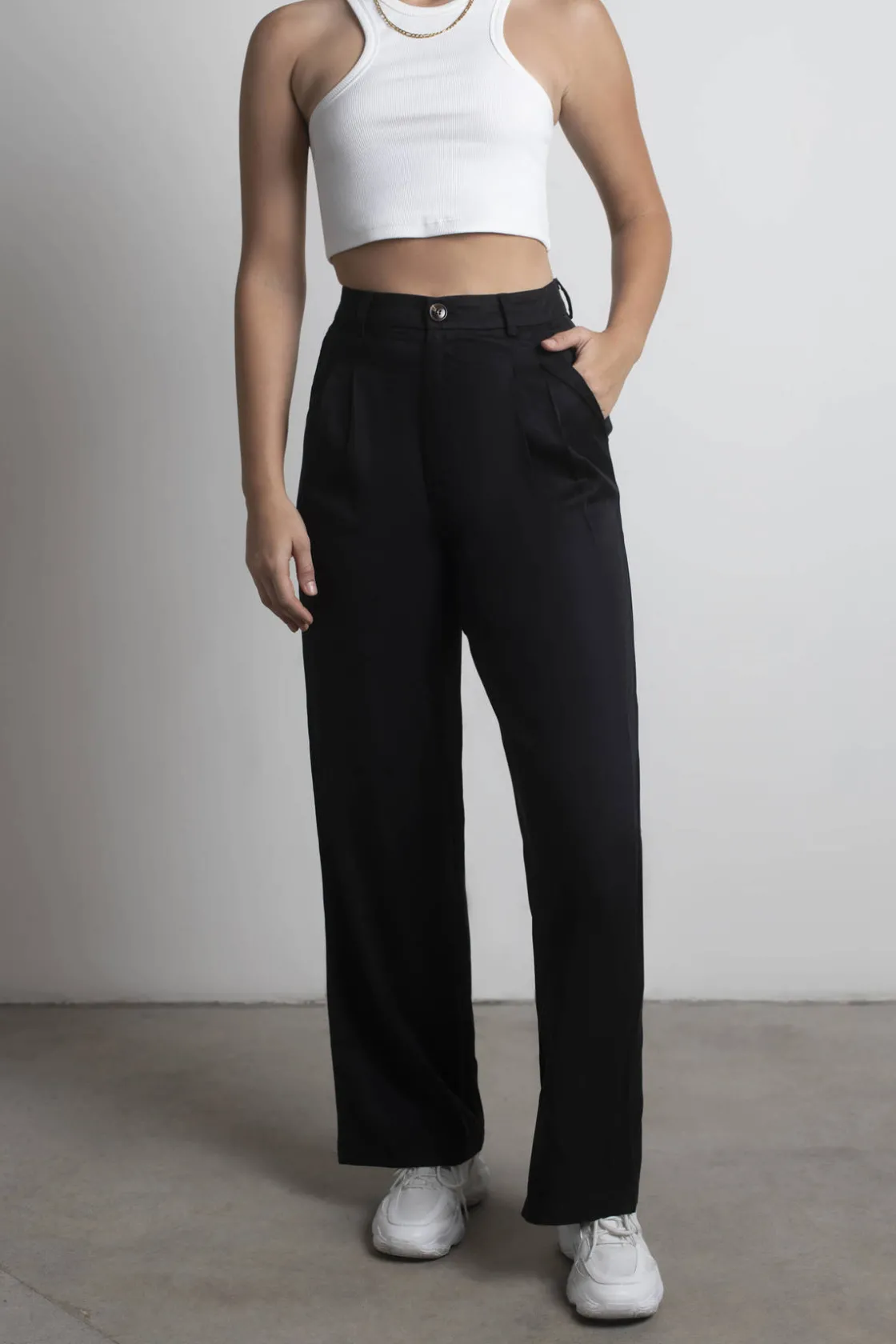 Tobi Nostalgia Blues Pleated Wide Leg Trouser Pants