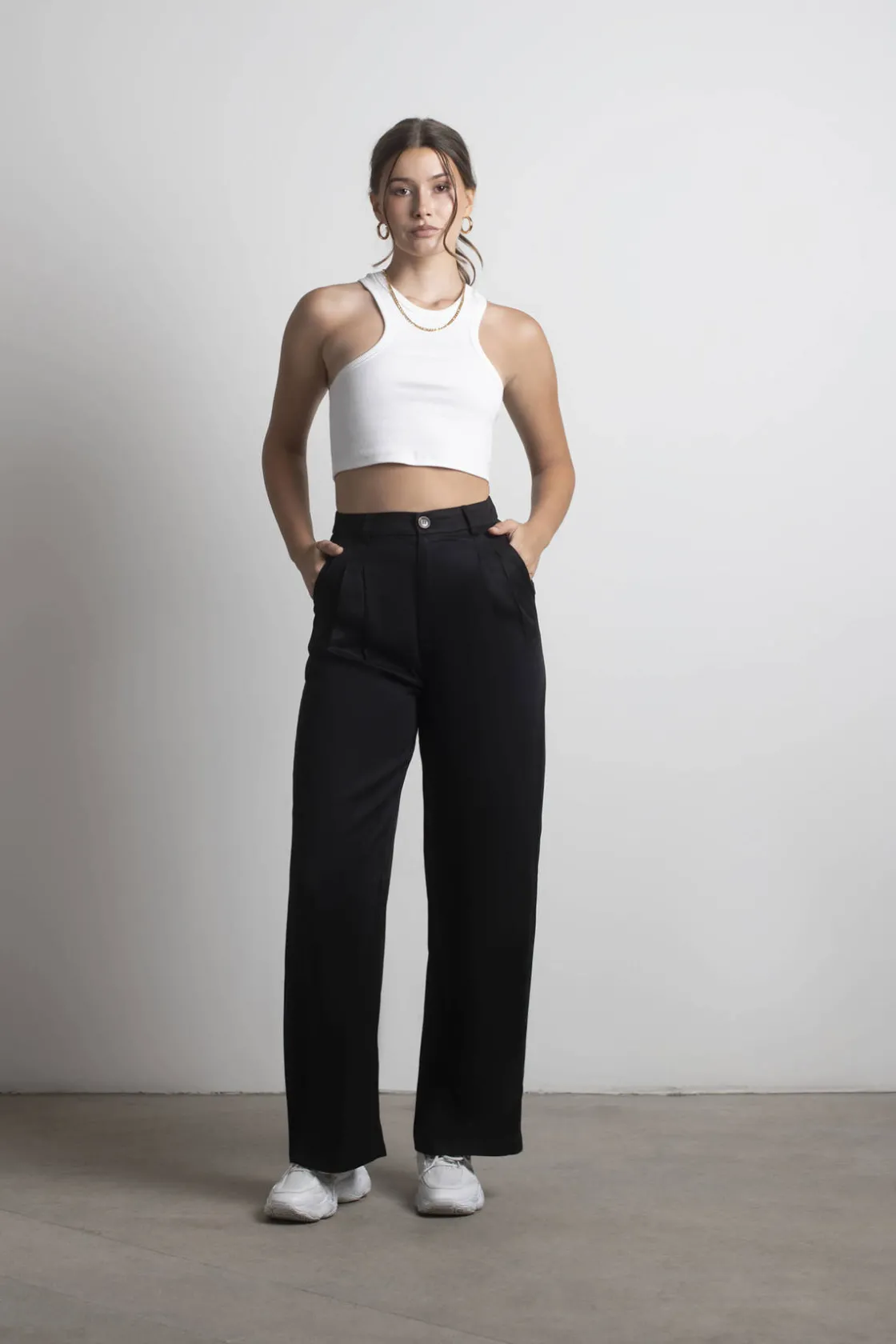 Tobi Nostalgia Blues Pleated Wide Leg Trouser Pants