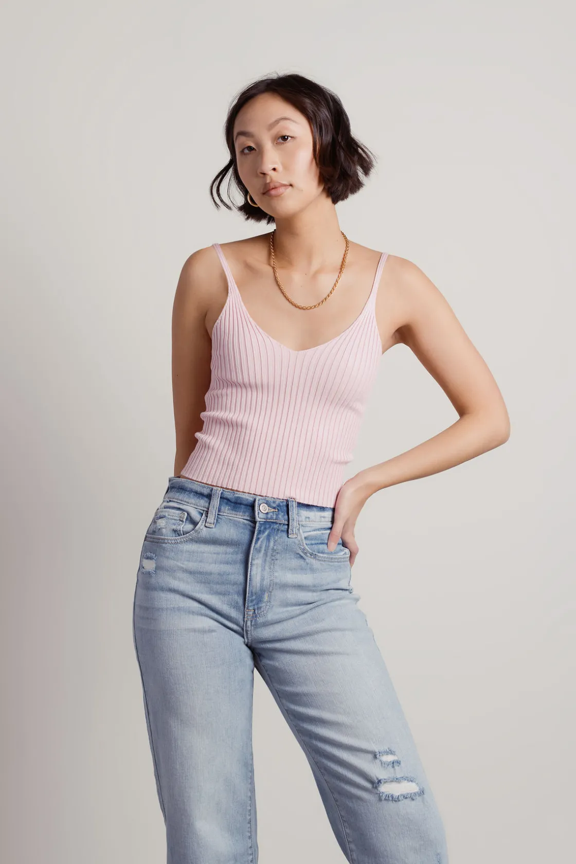Tobi Nowhere But Up Knit Top - Pink