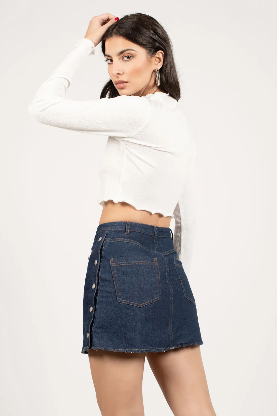 Tobi Oh Snap Denim Mini Skirt -