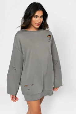Tobi Oh Snap Oversized Distressed Mini Dress -