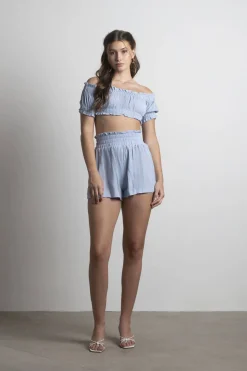 Tobi Oke Smocked Crop Top And Short Set -