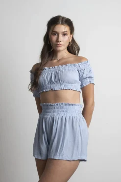 Tobi Oke Smocked Crop Top And Short Set -