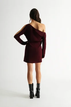 Tobi Olivia One Side Sleeve Sweater Mini Dress - Black