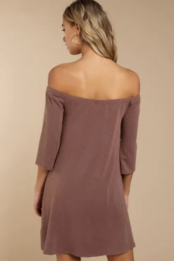 Tobi Olly Off The Shoulder Shift Mini Dress - Mauve