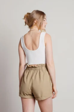 Tobi On Purpose Paperbag Shorts - Light Olive