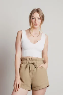 Tobi On Purpose Paperbag Shorts - Light Olive