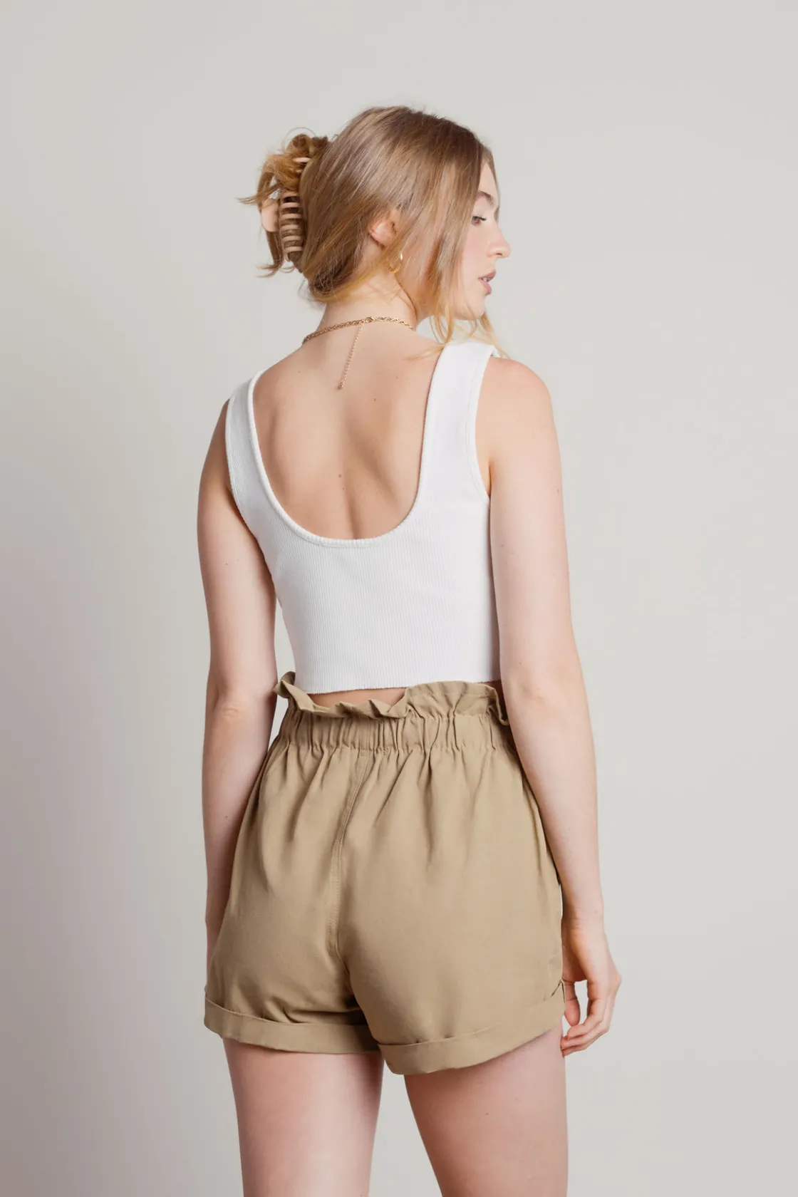 Tobi On Purpose Paperbag Shorts - Light Olive