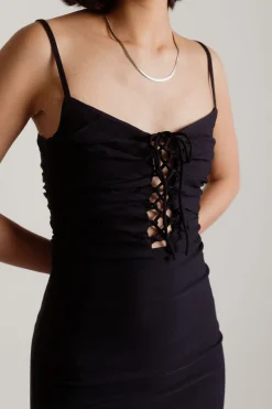 Tobi On Repeat Lace Up Bodycon Mini Dress - Off White