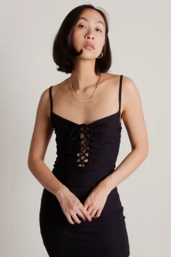 Tobi On Repeat Lace Up Bodycon Mini Dress - Off White