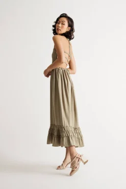 Tobi On To Something Smocked Open Back Midi Dress -