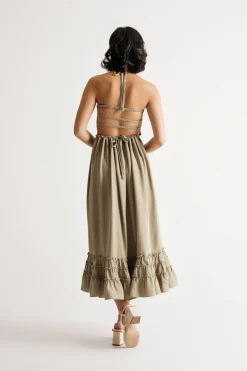 Tobi On To Something Smocked Open Back Midi Dress -