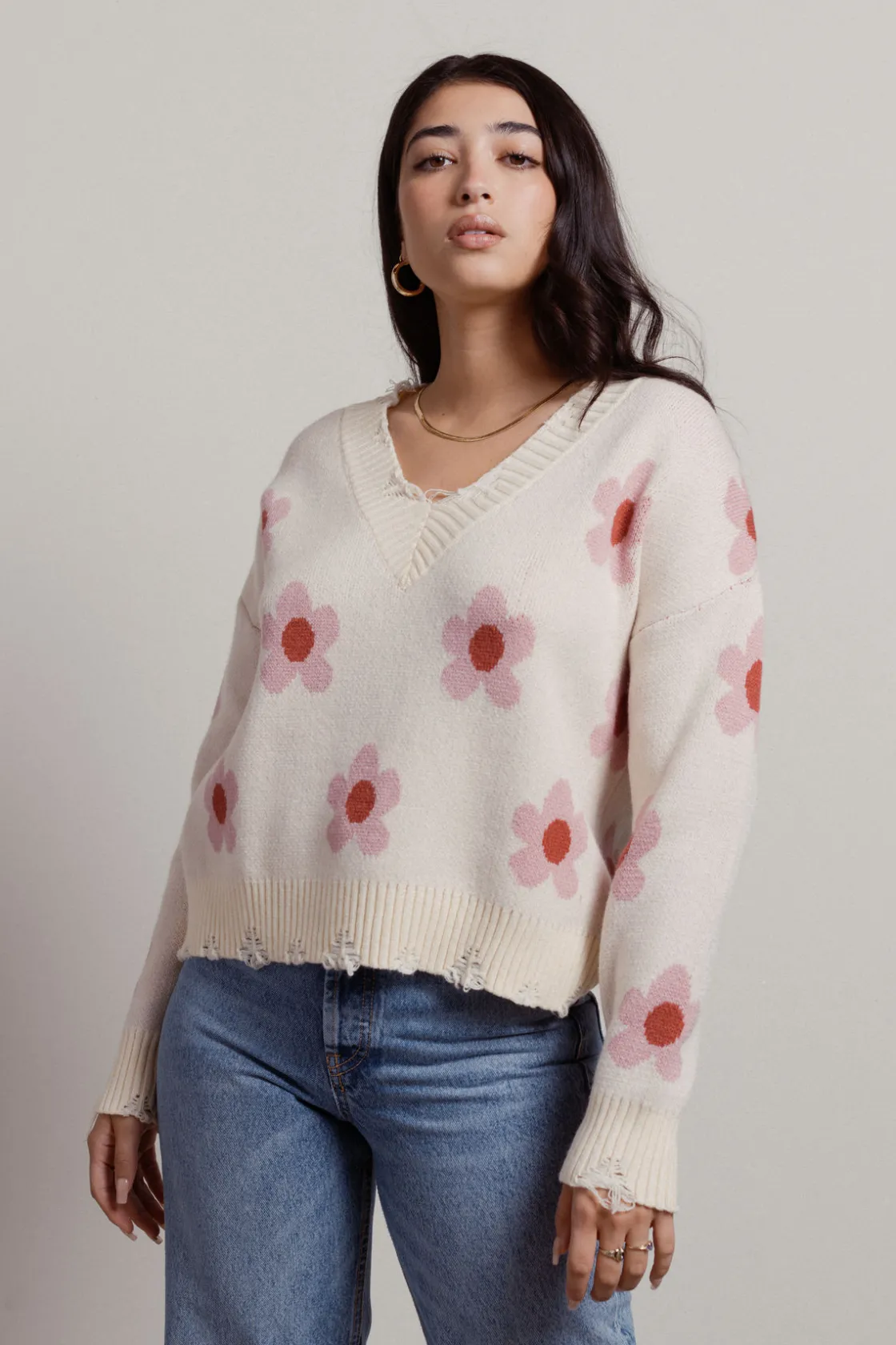 Tobi Oopsie Daisy Floral Sweater -