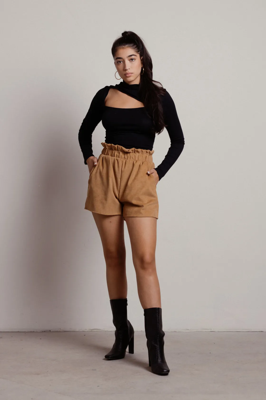 Tobi Out Of Love Paperbag Shorts - Camel