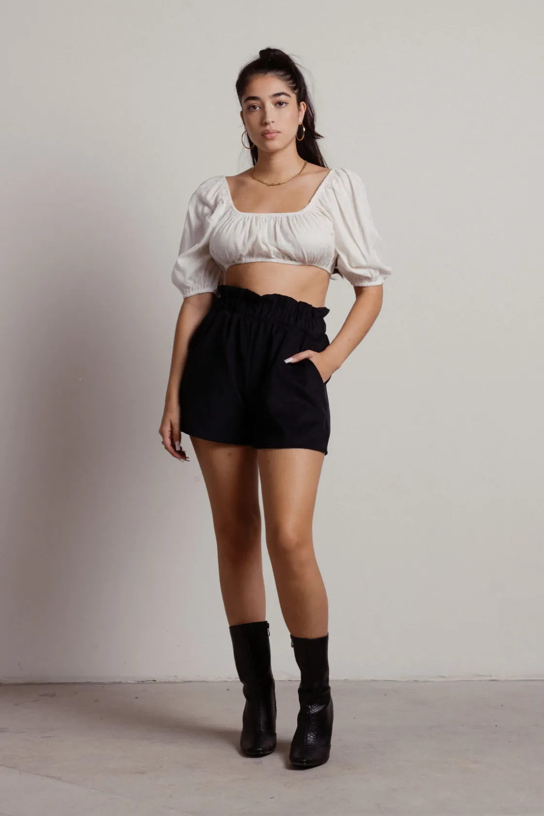 Tobi Out Of Love Paperbag Shorts - Camel