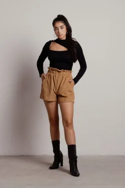 Tobi Out Of Love Paperbag Shorts - Camel
