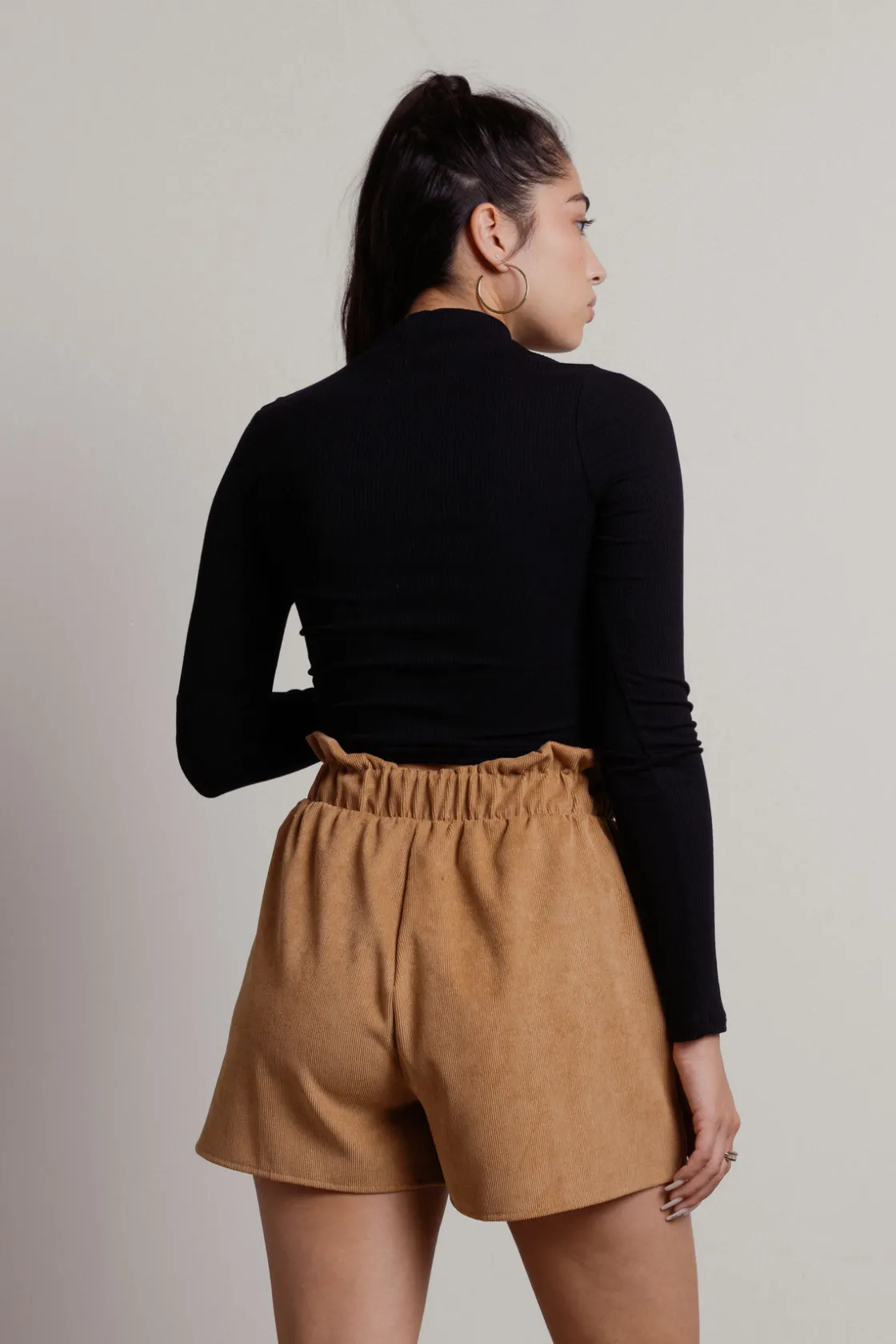 Tobi Out Of Love Paperbag Shorts - Camel