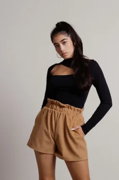 Tobi Out Of Love Paperbag Shorts - Camel