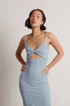 Tobi Over There Ribbed Cutout Midi Dress - Blue