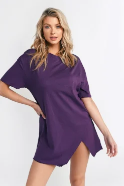 Tobi Over You Front Slit Shirt Mini Dress -