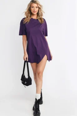 Tobi Over You Front Slit Shirt Mini Dress -