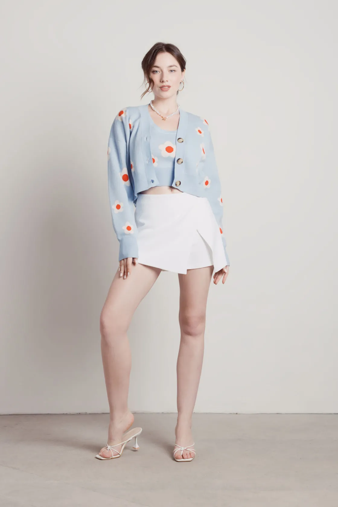 Tobi Paint By Flowers Floral Print Cardigan - Strawberry Pink