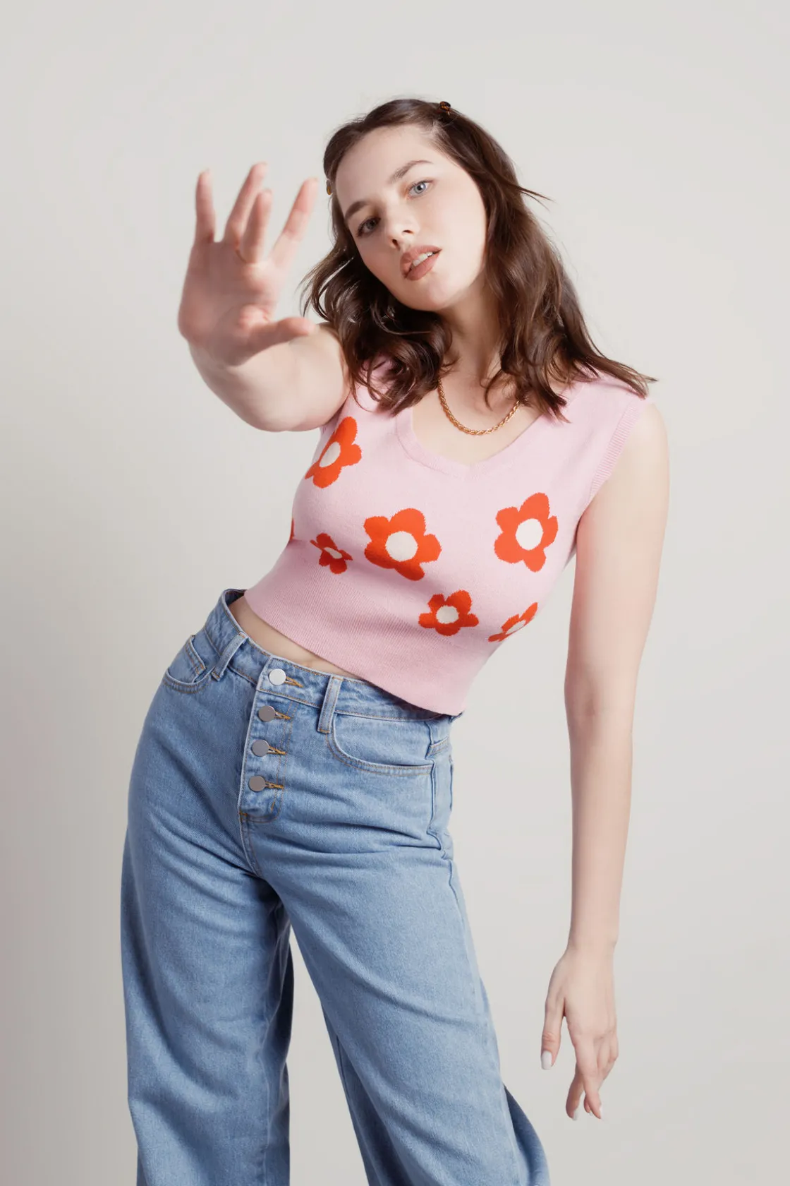 Tobi Paint By Flowers Tank Top - Strawberry Pink