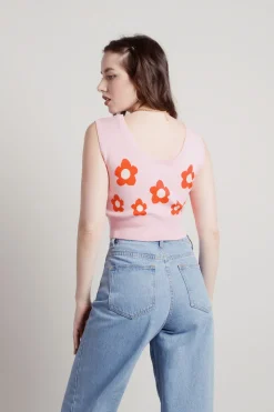 Tobi Paint By Flowers Tank Top - Strawberry Pink