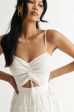 Tobi Paola Smocked Ruched Tiered Skater Dress
