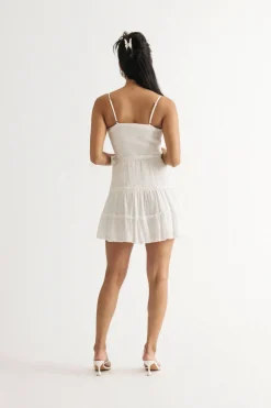 Tobi Paola Smocked Ruched Tiered Skater Dress