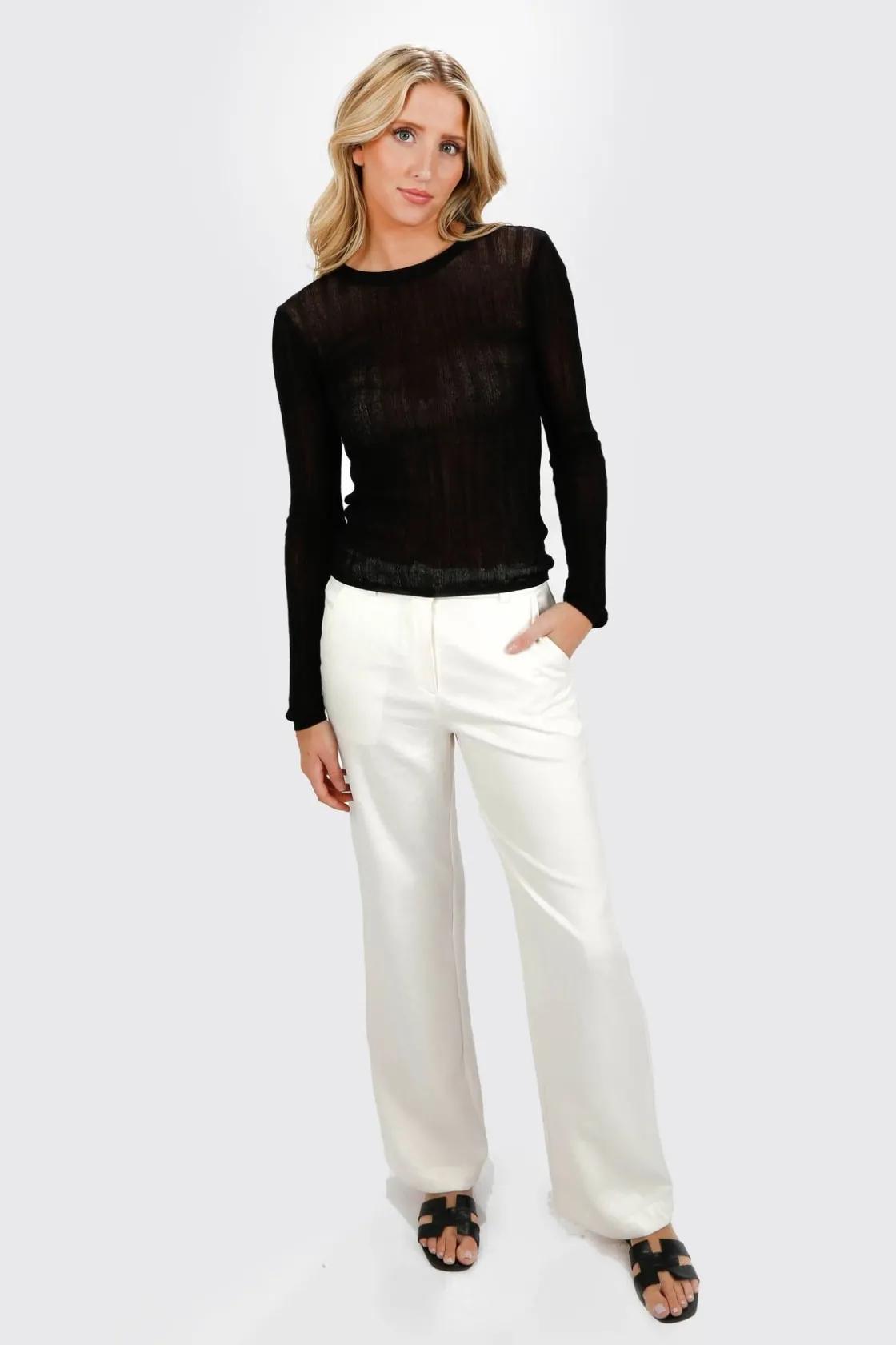 Tobi Paulette Sheer Top - Black