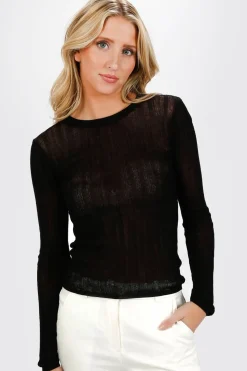 Tobi Paulette Sheer Top - Black