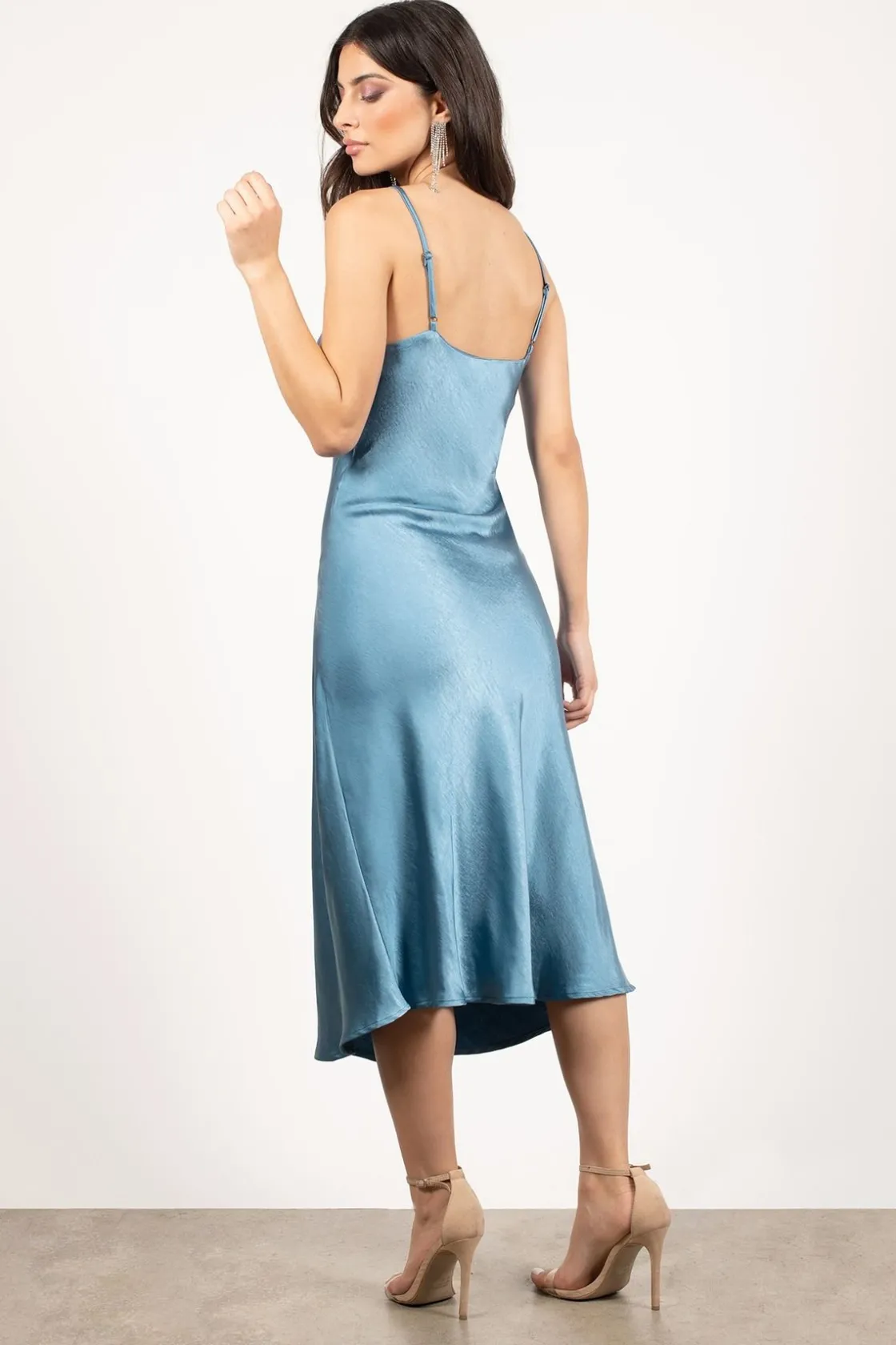 Tobi Pia Satin Cami Midi Dress - Pine