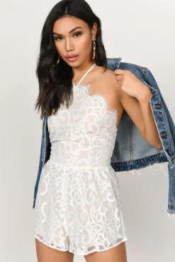 Tobi Pick Me Up Lace Romper - Dark Rose
