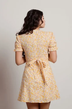 Tobi Picket Fence Floral Wrap Mini Dress -