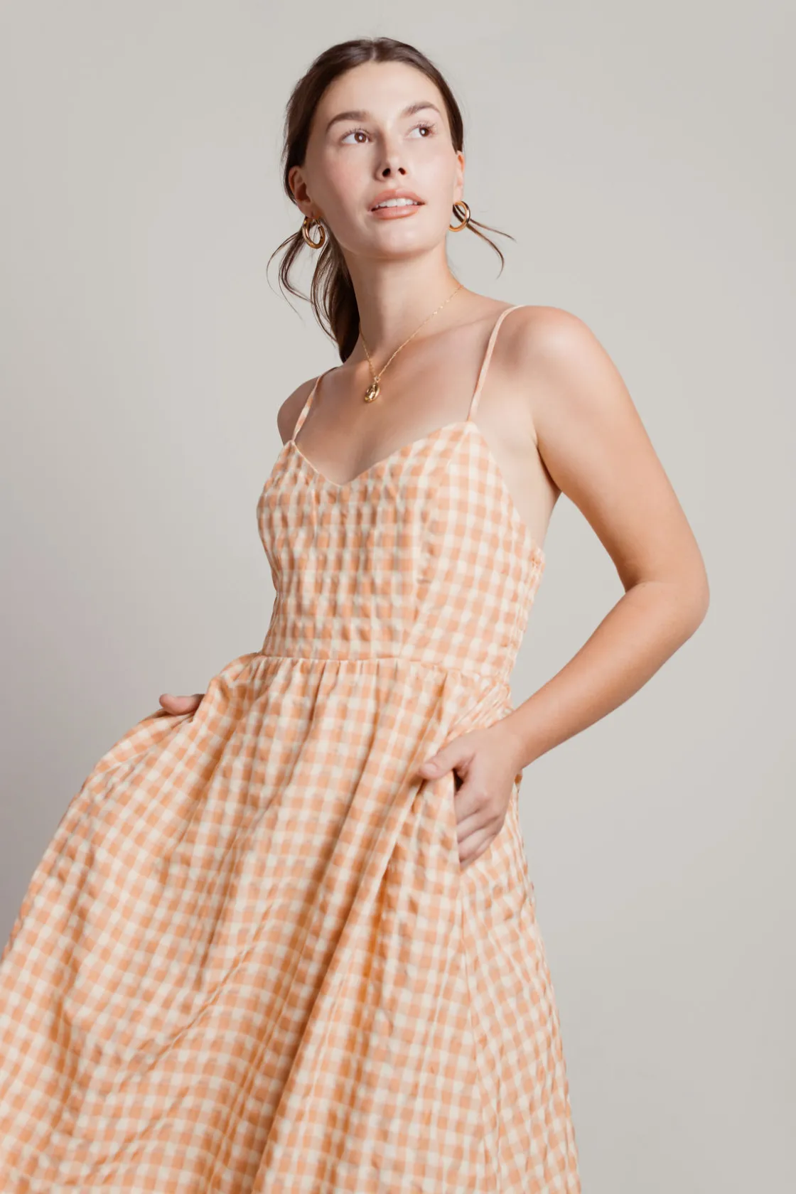Tobi Picnic At The Cottage Gingham Cami Midi Dress -