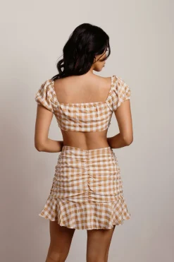 Tobi Picnic Me Up Gingham Crop Top And Mini Skirt Set -